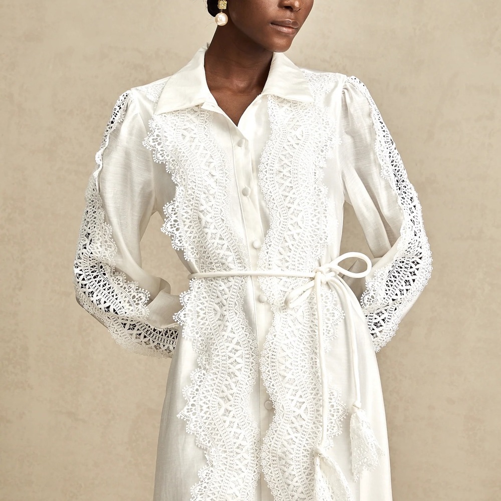 Elegant White Lace Trim Dress